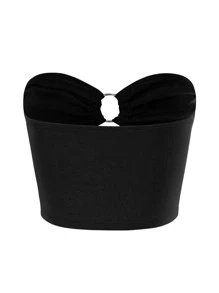 SHEIN Unity Top bandeau vinculado con aro O con abertura - Negro - Ver 2