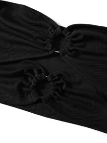 SHEIN Unity Top bandeau vinculado con aro O con abertura - Negro - Ver 4