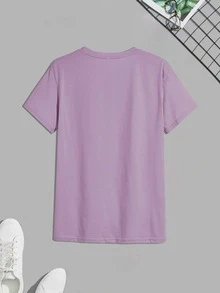 Manfinity Hypemode Men Cartoon Face Print Tee - Lilac Purple - View 2
