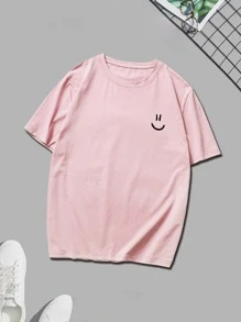 Manfinity Hypemode Men Cartoon Face Print Tee - Baby Pink - View 1