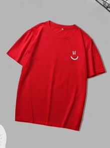 Manfinity Hypemode Men Cartoon Face Print Tee - Red - View 1