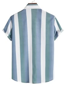 Manfinity Homme Hombres Camisa de rayas combinadas