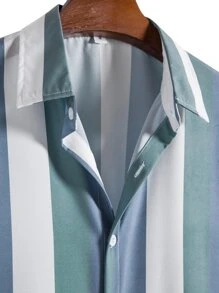 Manfinity Homme Hombres Camisa de rayas combinadas