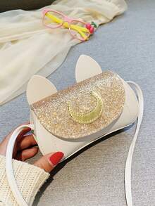 女孩金屬亮絲月亮圖案異形包 - 金色 - 查看 3