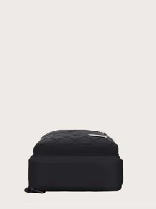 Minimalist Classic Sling Bag Solid Color Quilted Chest Bag Women's Zipper Chest Bag Mini Minimalist Quilted Earphone Hole Design Sling Bag - Black - View 3