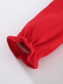 Peninsula Baby 女嬰前蝴蝶結網紗拼接連身背心 - 紅白色 - 查看 3