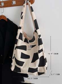 Colourblock Shoulder Bag - Black and White - View 3