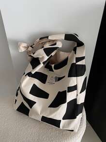 Colourblock Shoulder Bag - Black and White - View 4