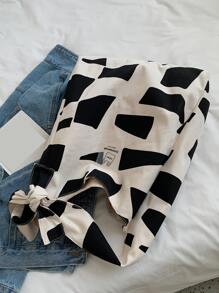 Colourblock Shoulder Bag - Black and White - View 5