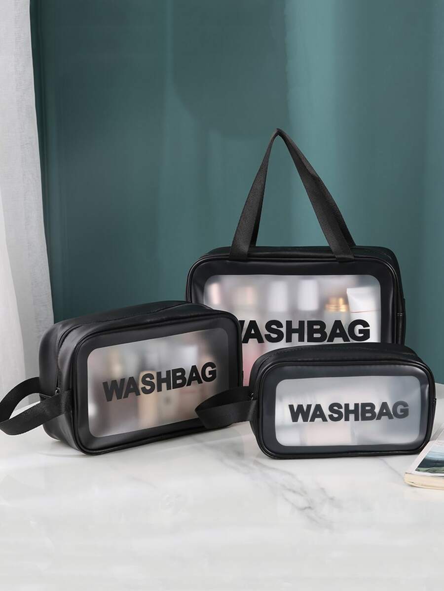 3入組旅行化妝品收納袋,大容量 - 黑色 - 查看 1