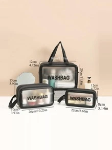 3入組旅行化妝品收納袋,大容量 - 黑色 - 查看 3