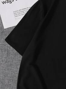 Manfinity Homme Hombres Camiseta con estampado tropical con letra - Negro - Ver 3