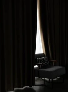 素色1片遮光窗簾 - 棕色 - 查看 8