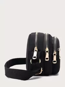 Zip Front Square Crossbody Purse for Women,Nylon Casual Lightweight Shoulder Bag for Men&Women Shopping Travel Appointment, Fashion Handbag Roomy Multiple Pockets Bag Ladies Satchel Tote Messenger Backpack