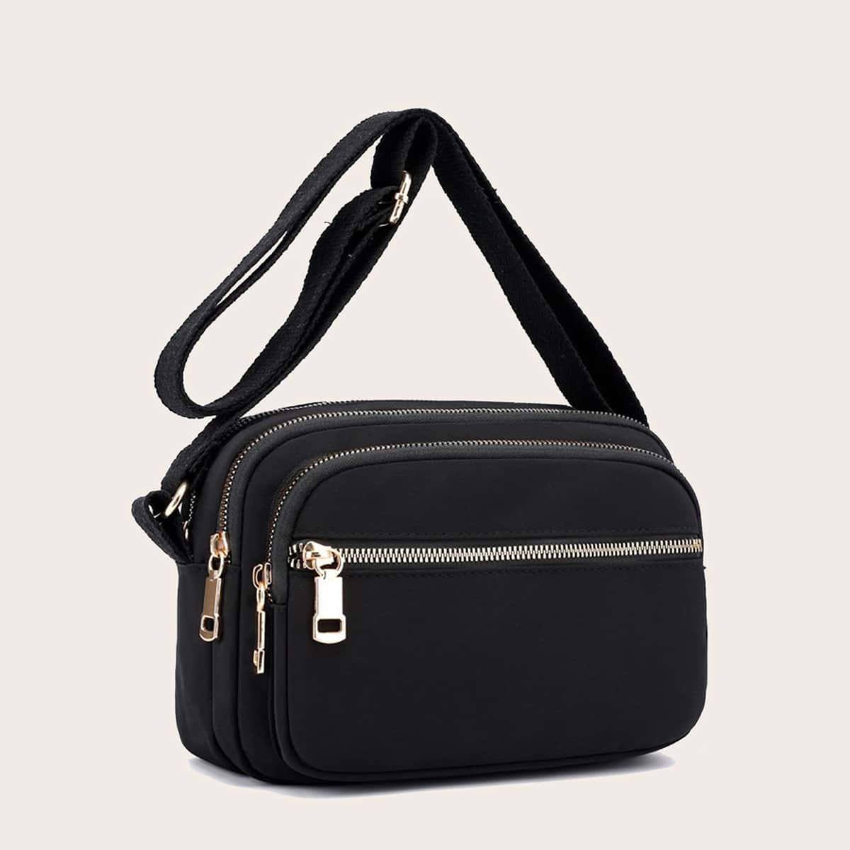 Zip Front Square Crossbody Purse for Women,Nylon Casual Lightweight Shoulder Bag for Men&Women Shopping Travel Appointment, Fashion Handbag Roomy Multiple Pockets Bag Ladies Satchel Tote Messenger Backpack