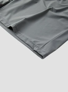 Hombres Shorts deportivos de cintura con cordón con diseño de cremallera - Gris - Ver 3