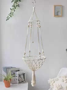 Một giỏ treo mèo dệt tay - Màu be - Xem 5