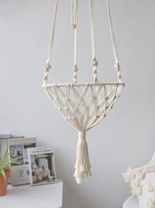 Một giỏ treo mèo dệt tay - Màu be - Xem 7