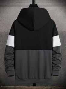 Manfinity Homme Men Colour-block Slogan Embroidery Drawstring Hoodie - Multicolor - View 2