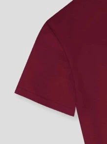 SHEIN LUNE Electrocardiogram Print Round Neck T-Shirt - Burgundy - View 3