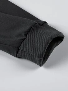 Manfinity Homme Men Colour-block Slogan Embroidery Drawstring Hoodie - Multicolor - View 3