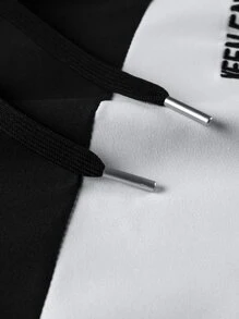 Manfinity Homme Men Colour-block Slogan Embroidery Drawstring Hoodie - Multicolor - View 5