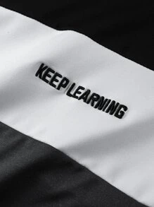 Manfinity Homme Men Colour-block Slogan Embroidery Drawstring Hoodie - Multicolor - View 8