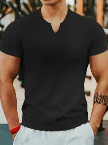 Manfinity 男士素色缺口領T恤