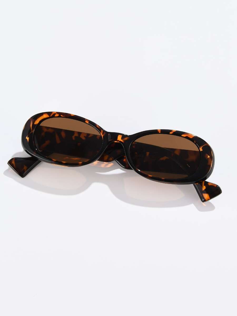 1 件女士时尚椭圆形框架眼镜适合日常佩戴豹纹 - 摩卡棕 - 查看 1