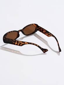 1 件女士时尚椭圆形框架眼镜适合日常佩戴豹纹 - 摩卡棕 - 查看 3