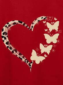 INAWLY Camiseta con estampado de corazón y mariposa, camisetas gráficas para mujer - Burdeos - Ver 6