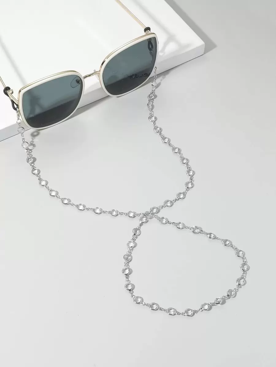 Party Rhinestone Decor Glasses Chain Glasses Accessories For Women - Silver - View 1