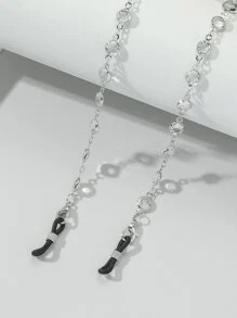 Party Rhinestone Decor Glasses Chain Glasses Accessories For Women - Silver - View 2
