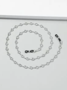 Party Rhinestone Decor Glasses Chain Glasses Accessories For Women - Silver - View 3