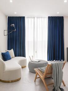 1入組意大利語絲絨華麗復古藍色裝飾窗簾,現代風格,完美適用於客廳,臥室,門和窗戶裝飾 - 寶藍色 - 查看 4