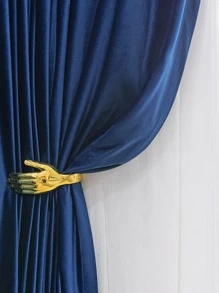 1入組意大利語絲絨華麗復古藍色裝飾窗簾,現代風格,完美適用於客廳,臥室,門和窗戶裝飾 - 寶藍色 - 查看 2