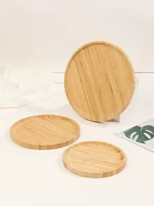 1 件圆形竹制食物托盘，简易托盘，适合家庭、厨房、圣诞节礼物 - 杏色 - 查看 1