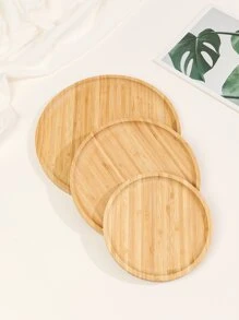 1 件圆形竹制食物托盘，简易托盘，适合家庭、厨房、圣诞节礼物 - 杏色 - 查看 2