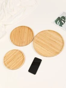 1 件圆形竹制食物托盘，简易托盘，适合家庭、厨房、圣诞节礼物 - 杏色 - 查看 4