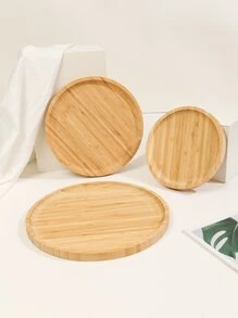 1 件圆形竹制食物托盘，简易托盘，适合家庭、厨房、圣诞节礼物 - 杏色 - 查看 3