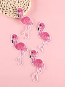 4入組火烈鳥刺繡熨燙貼片 - 彩色 - 查看 1