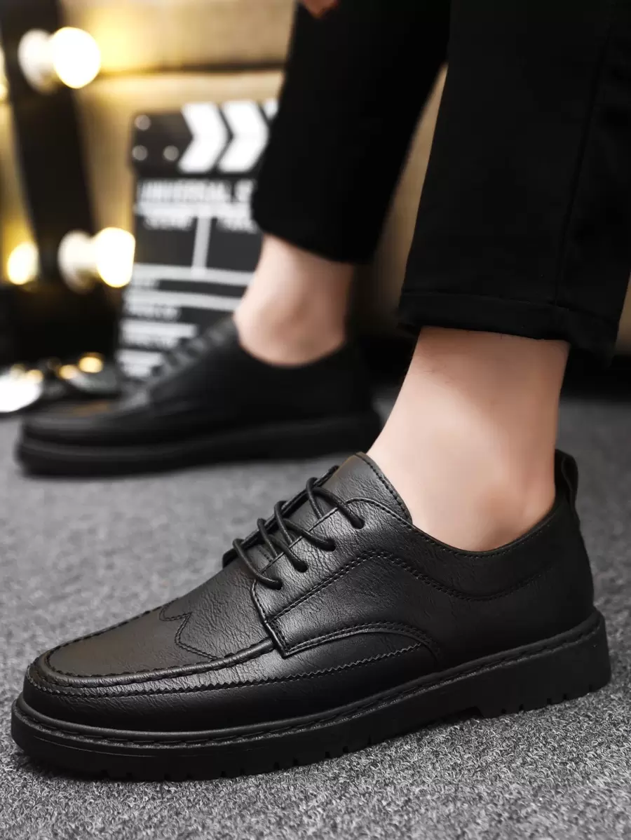 男士前綁帶牛津鞋 - 黑色 - 查看 1