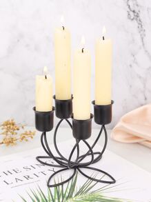 1 piece of iron decorative romantic wedding candlelight dinner holiday decoration butterfly shaped candlestick tabletop decoration - Black - View 1