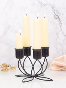 1 piece of iron decorative romantic wedding candlelight dinner holiday decoration butterfly shaped candlestick tabletop decoration - Black - View 4