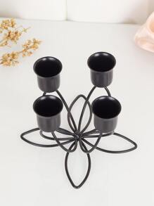 1 piece of iron decorative romantic wedding candlelight dinner holiday decoration butterfly shaped candlestick tabletop decoration - Black - View 2