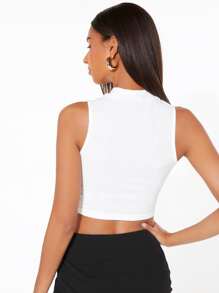 Muchica Top tank unicolor corto tejido de canalé - Blanco - Ver 2