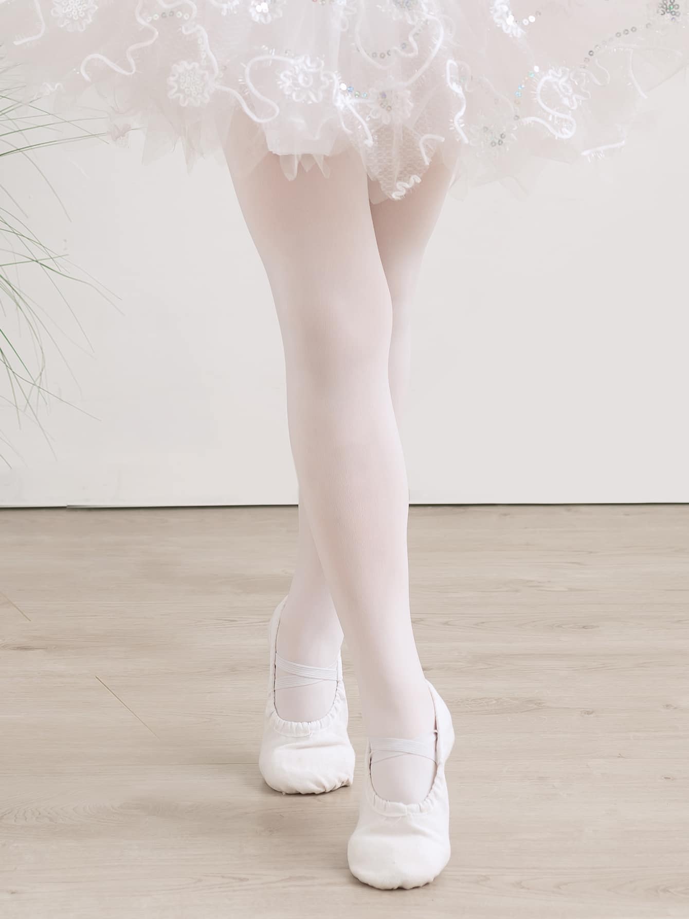 Quần tất tối giản cho bé gái mới biết đi - trắng - Xem 1