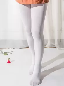 Toddler Girls Solid Tights - White - View 1