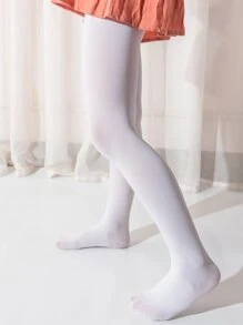 Toddler Girls Solid Tights - White - View 2