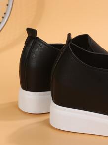 Patch Detail Slip On Wedge Sneakers - Black - View 3